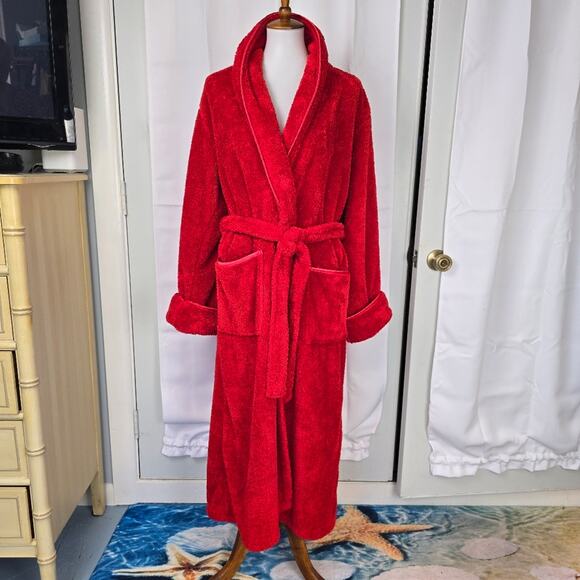 Vintage Bath & Body Works Red Plush Robe Size L/XL - Picture 6 of 6